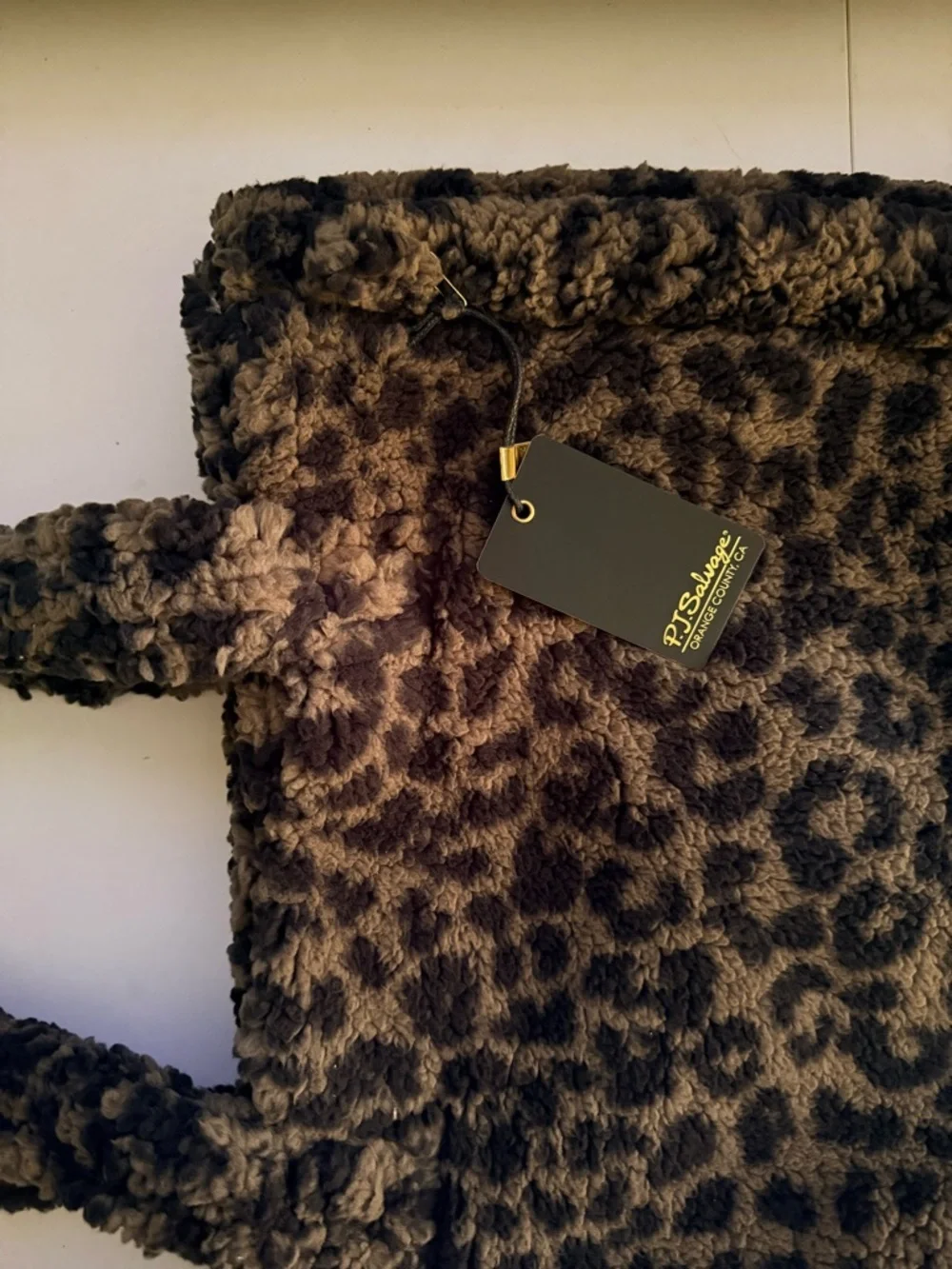 P.J. Salvage Animal Print Sherpa Tote Bag Large /Brown . New with Tags.